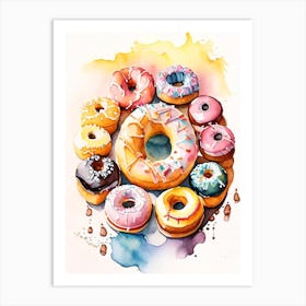 A Buffet Of Donuts Cute Neon 3 Art Print