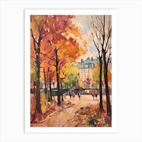 Autumn City Park Painting Parc De Belleville Paris France 1 Art Print