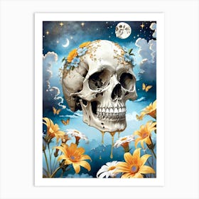 Surrealist Floral Skull Painting (15) Art Print