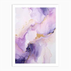 Lilac, Black, Gold Flow Asbtract Painting 4 Art Print