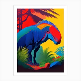 Trachodon 1 Primary Colours Dinosaur Art Print