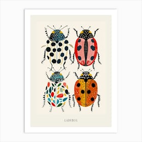 Colourful Insect Illustration Ladybug 4 Poster Art Print