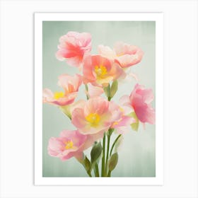 Freesia Flowers Acrylic Painting In Pastel Colours 1 Art Print