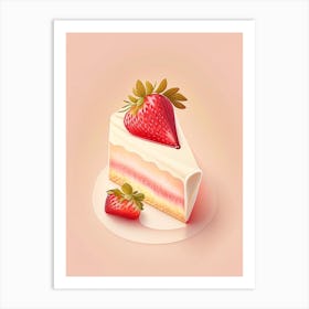 Strawberry Cheesecake, Dessert, Food Marker Art Illustration Art Print