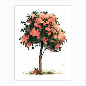 Peach Tree Pixel Illustration 2 Art Print