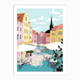 Lund, Sweden, Flat Pastels Tones Illustration 4 Art Print