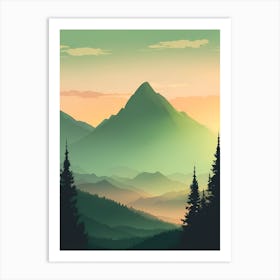 Misty Mountains Vertical Composition In Green Tone 22 Art Print