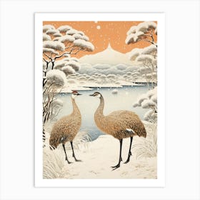 Winter Bird Painting Emu 3 Art Print
