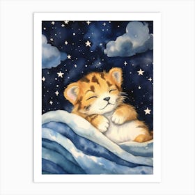 Baby Tiger Cub 2 Sleeping In The Clouds Art Print