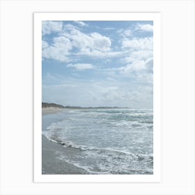 Summer surf beach with pastel blue sky and ocean in Norway - boho coast nature and travel photography by Christa Stroo Photogaphy Art Print