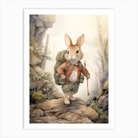 Bunny Hicking Rabbit Prints Watercolour 8 Art Print