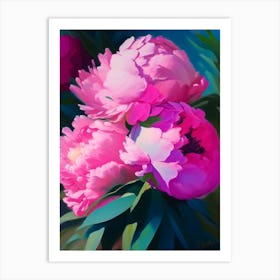 Kansas Peonies Pink Colourful 1 Painting Art Print