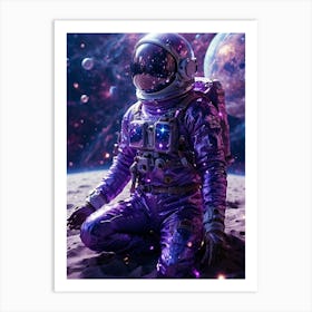 Purple Astronaut In Space Art Print