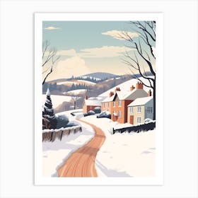 Vintage Winter Travel Illustration Cornwall United Kingdom 1 Art Print