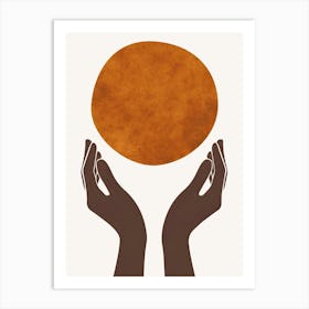 Bohemian Two Hands Holding A Pizza Art Print