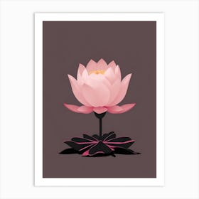 A Pink Lotus In Minimalist Style Vertical Composition 69 Art Print