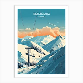 Poster Of Grandvalira   Andorra, Ski Resort Illustration 0 Art Print