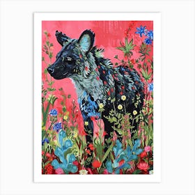 Floral Animal Painting Hyena 4 Art Print