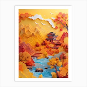 Beautiful Landscape Paper Craft Style 16 Art Print