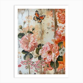 Butterfly And Flowers 7 Art Print