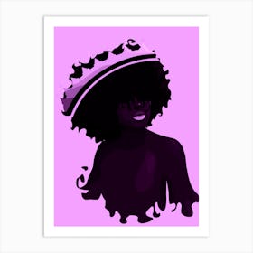 Afro Woman Art Prints Illustration Purple Art Print