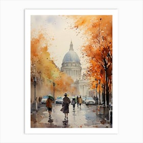 Rome Italy In Autumn Fall, Watercolour 2 Art Print