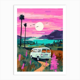 Camper Van Travel, Mountain Print, Housewarming Art Print