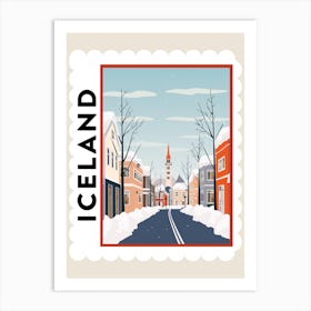 Retro Winter Stamp Poster Reykjavik Iceland 1 Art Print