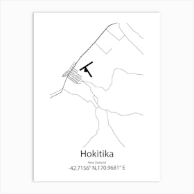 Hokitika,New Zealand Minimalist Map Art Print