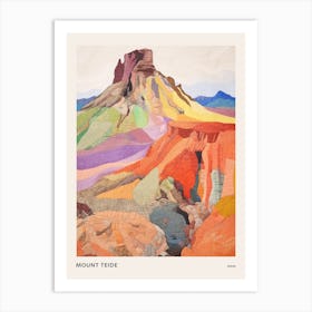 Mount Teide Spain 3 Colourful Mountain Illustration Poster Art Print