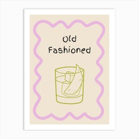 Old Fashioned Doodle Poster Lilac & Green Art Print