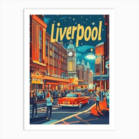 Aihrgdesign A 1970s Inspired Travel Poster For Liverpool 4 Art Print