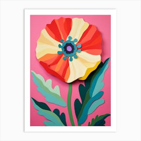 Cut Out Style Flower Art Poppy 1 Art Print