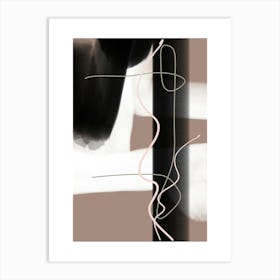 Abstract Painting.Black color and curvy lines. Art Print