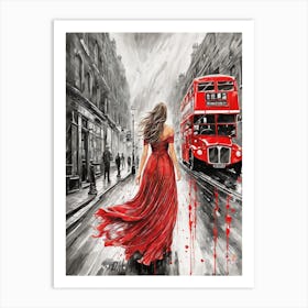 Buses Lady In Red Art Print
