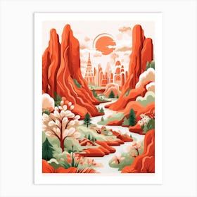 Garden Of The Gods Usa Modern Illustration 2 Art Print