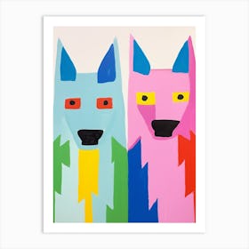 Colourful Kids Animal Art Arctic Wolf Art Print