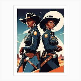 Two Women In Cowboy Hats Art Print