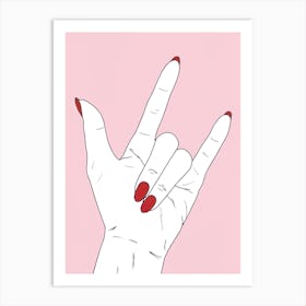 Girl hand with red touch Art Print