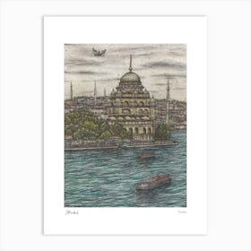 Istanbul Turkey Drawing Pencil Style 3 Travel Poster Art Print