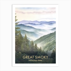 Great Smoky National Park Watercolour Vintage Travel Poster 3 Art Print