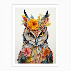 Bird With A Flower Crown Eastern Screech Owl 1 Art Print