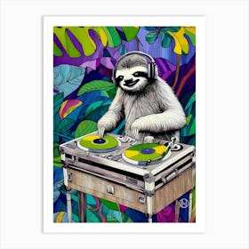 C A Sloth Dj V Art Print