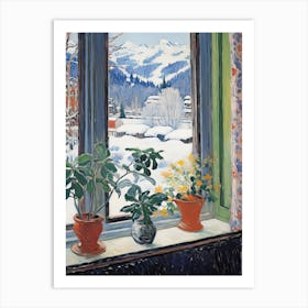 The Windowsill Of Interlaken   Switzerland Snow Inspired By Matisse 1 Art Print