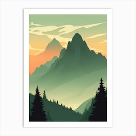 Misty Mountains Vertical Composition In Green Tone 119 Art Print