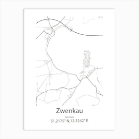 Zwenkau,Germany Minimalist Map Art Print