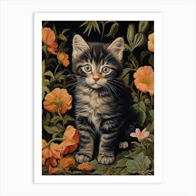 Floral Cat In Botanical Garden 2 Art Print