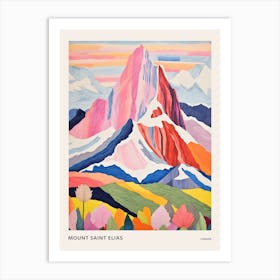 Mount Saint Elias Canada 1 Colourful Mountain Illustration Poster Art Print