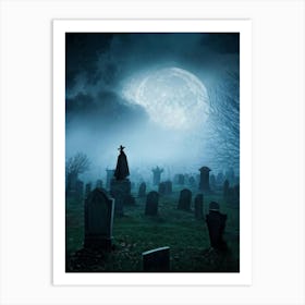 Graveyard At Night 30 Art Print