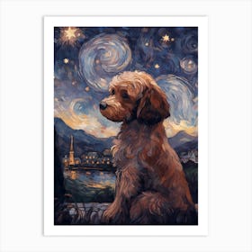 Cavapoo Cavoodle Starry Night Dog Portrait Art Print